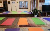 The living room and dining area can become a yoga studio for 25-30 people
