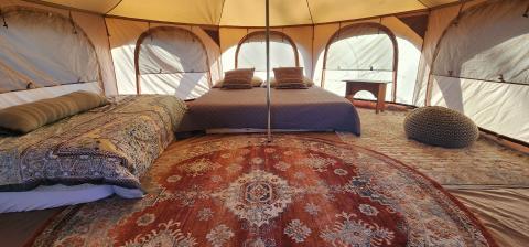 Inside the Glamping tent