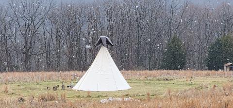 The tipi stands the harshest weathers